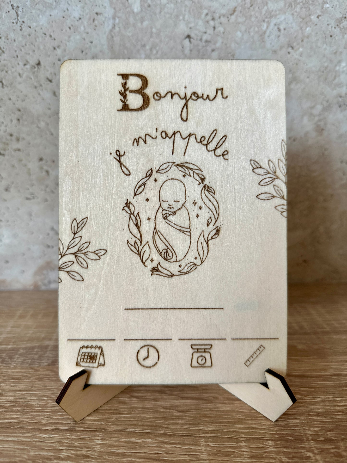 Carte en Bois | Faire part de Naissance