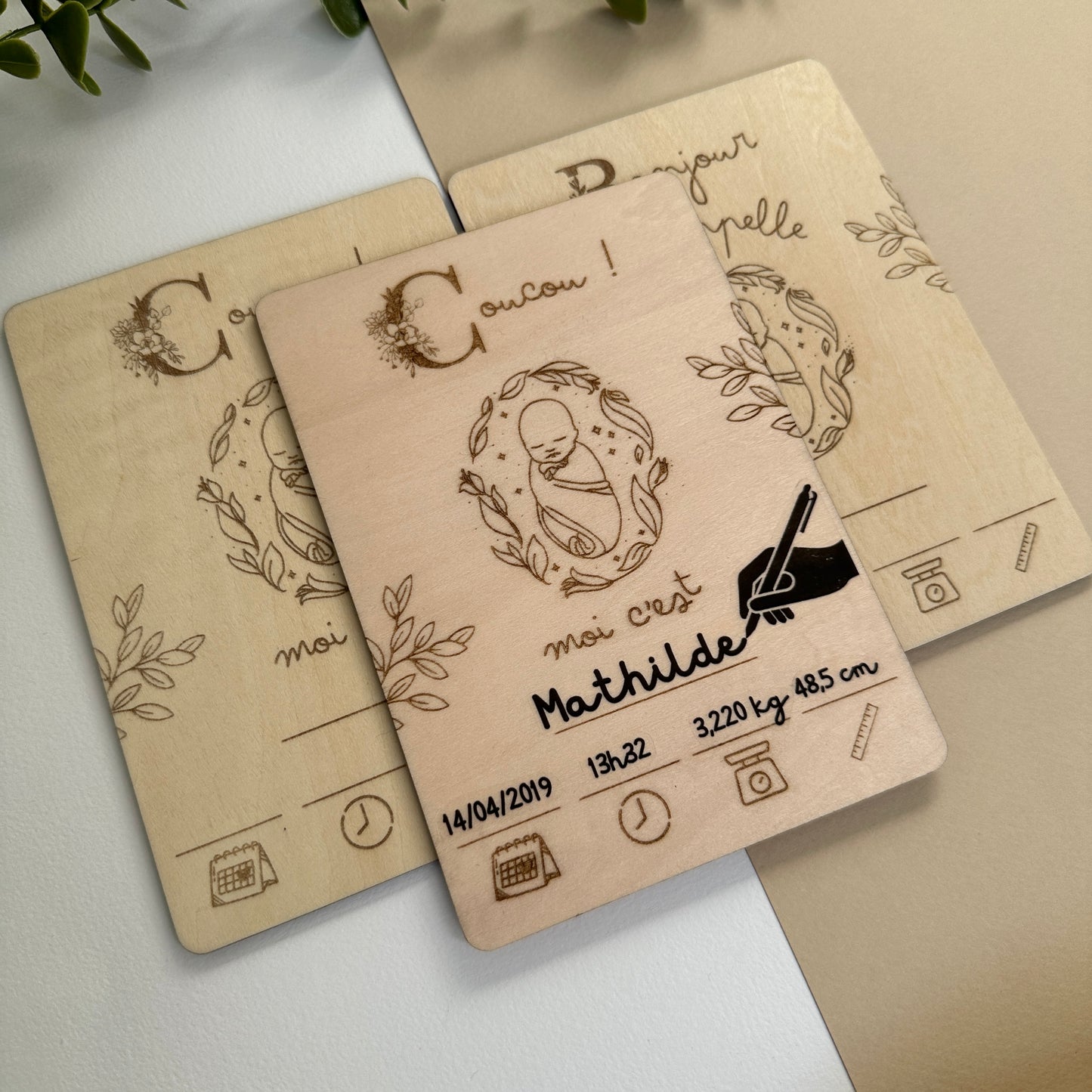 Carte en Bois | Faire part de Naissance
