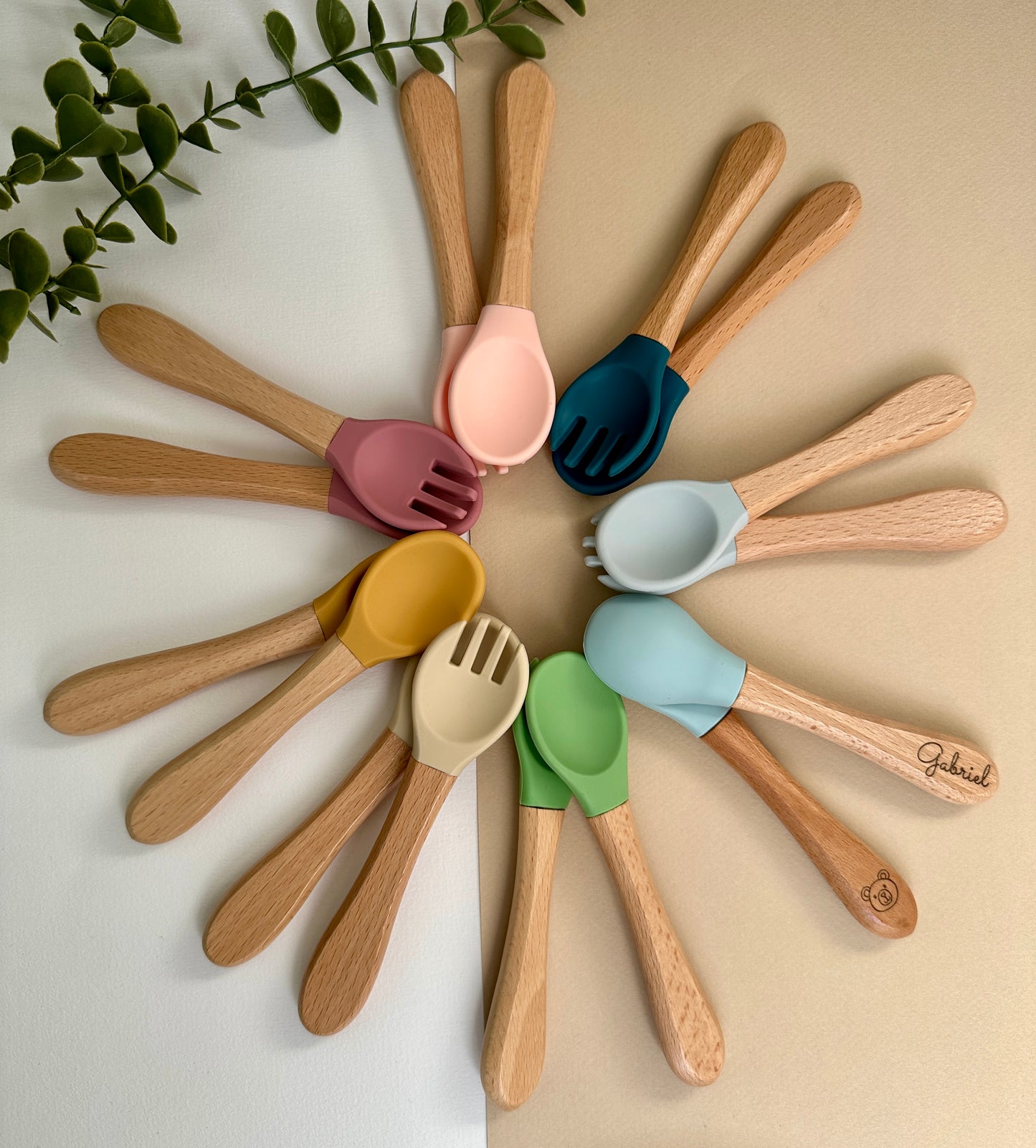 Couverts Silicone et Bois | à personnaliser