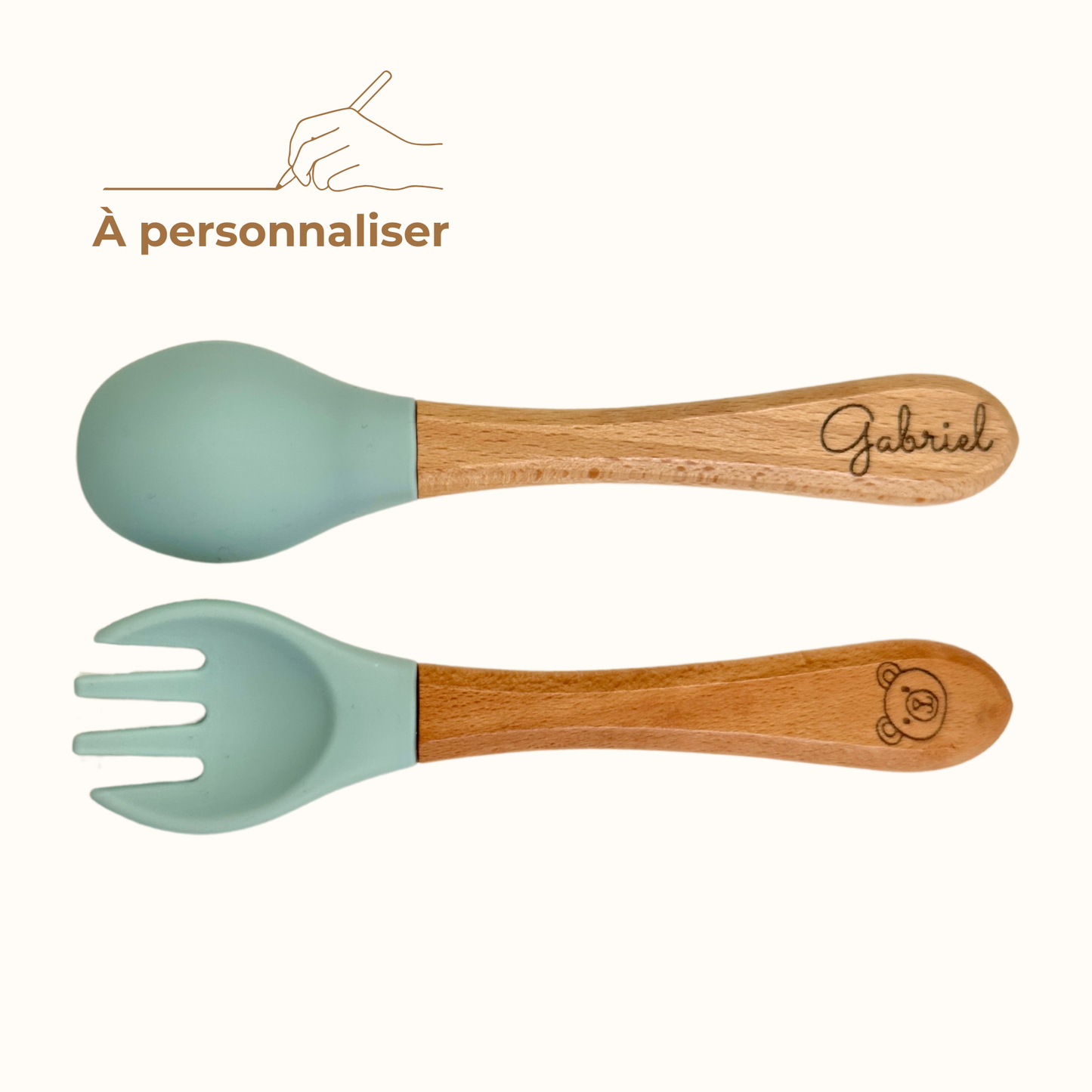 Couverts Silicone et Bois | à personnaliser