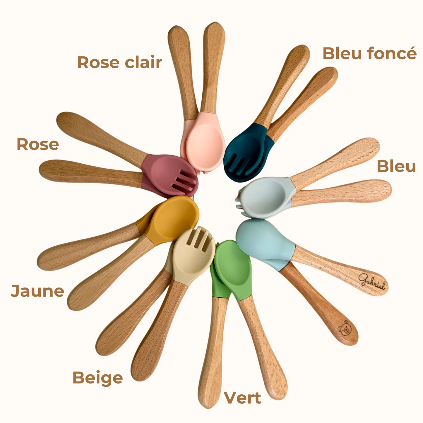 Couverts Silicone et Bois | à personnaliser