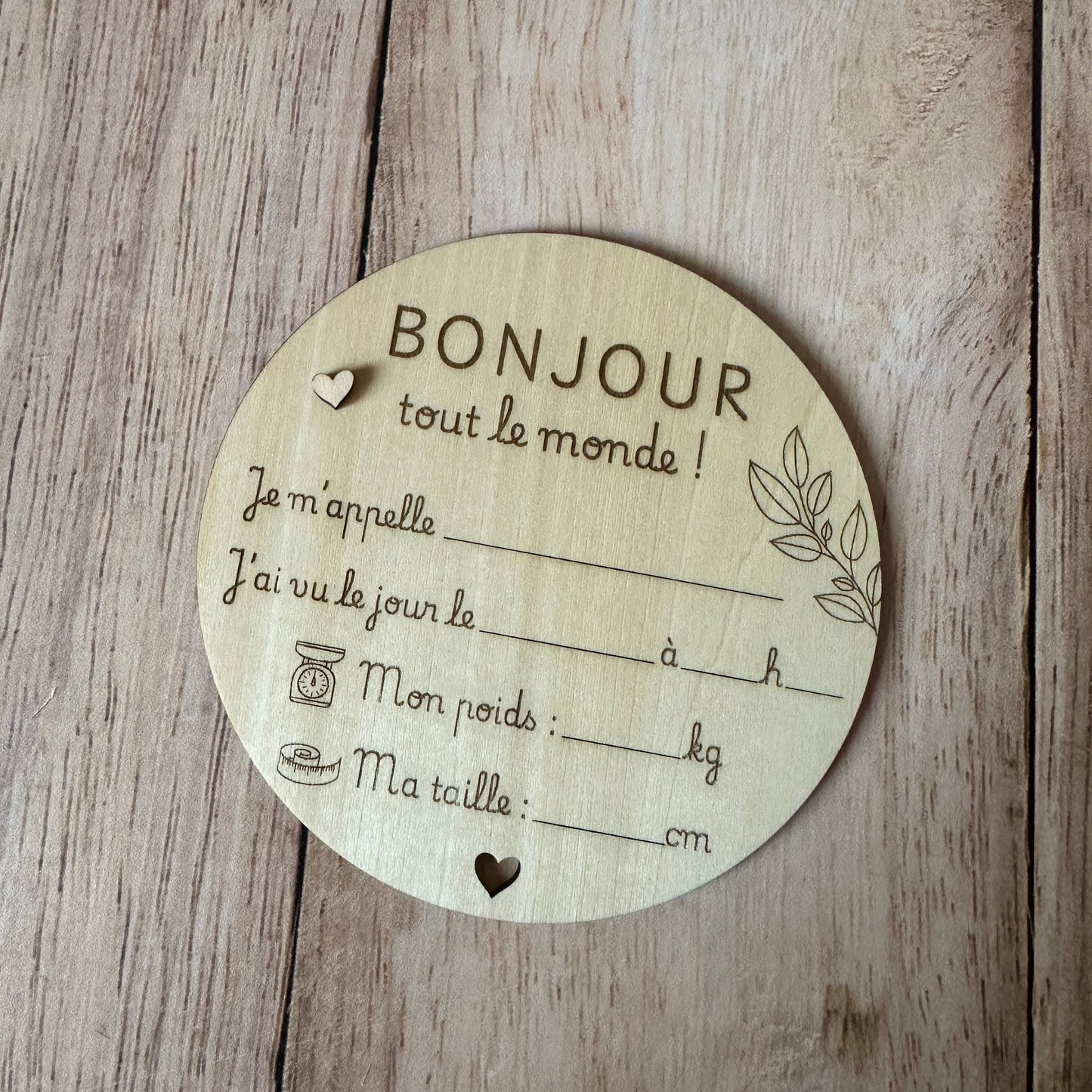 Carte en Bois | Faire part de Naissance