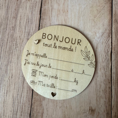 Carte en Bois | Faire part de Naissance