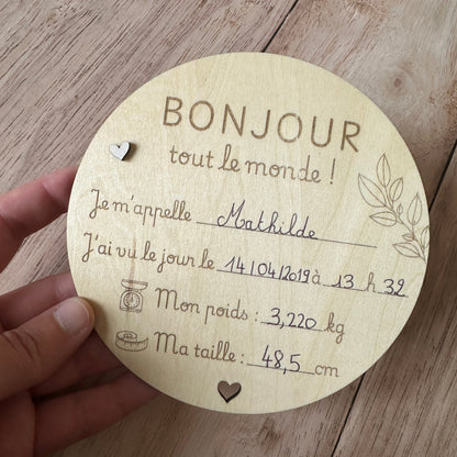 Carte en Bois | Faire part de Naissance