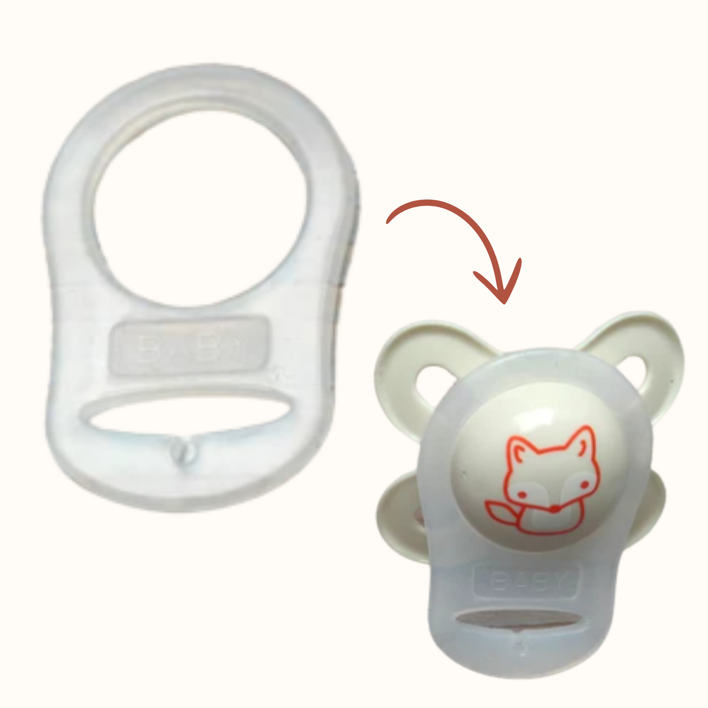 Attache tétine éléphant Mawen Materne perles en silicone gris blanc