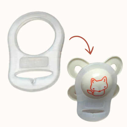 Attache tétine éléphant Mawen Materne perles en silicone gris blanc