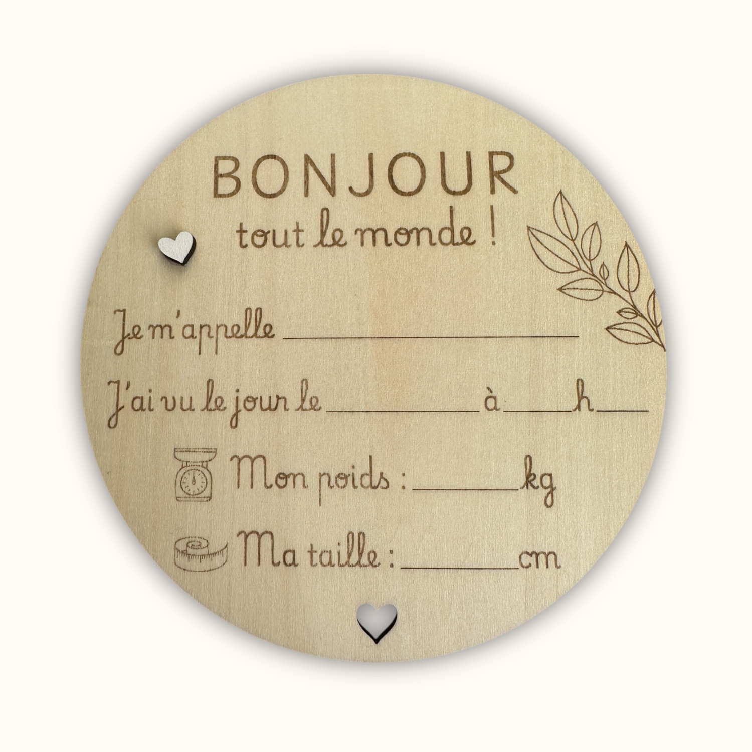 Carte en Bois | Faire part de Naissance
