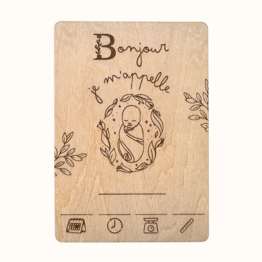 Carte en Bois | Faire part de Naissance