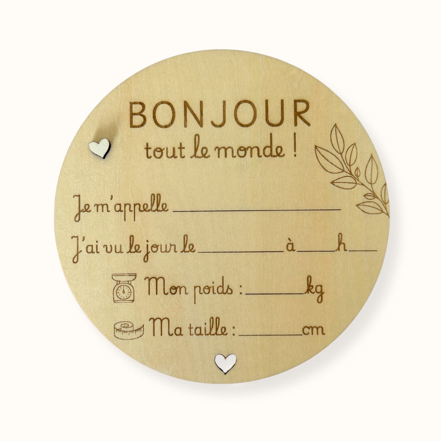 Carte en Bois | Faire part de Naissance