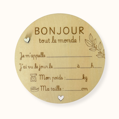 Carte en Bois | Faire part de Naissance