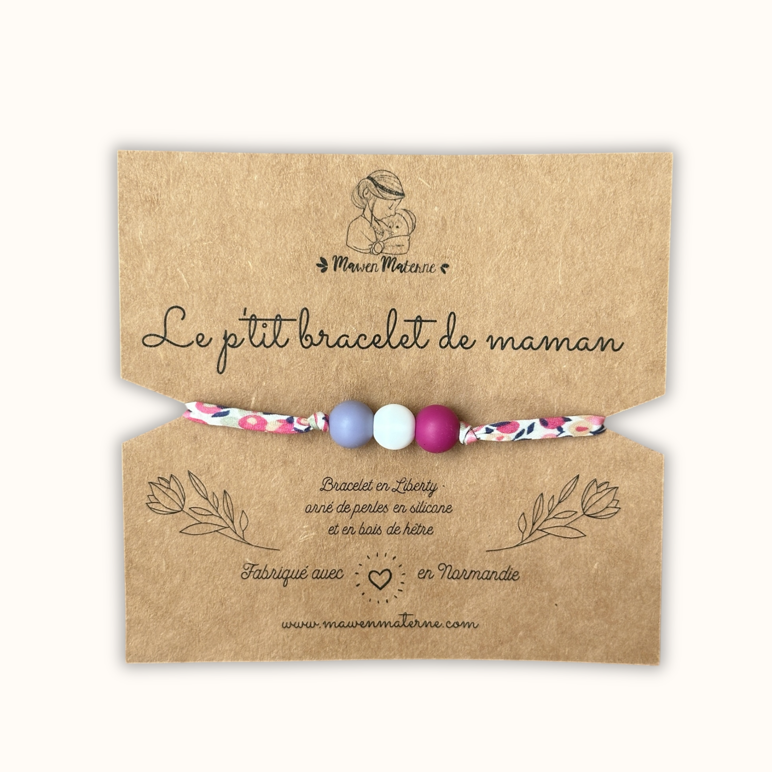 Collier d'allaitement Mawen Materne perles rose