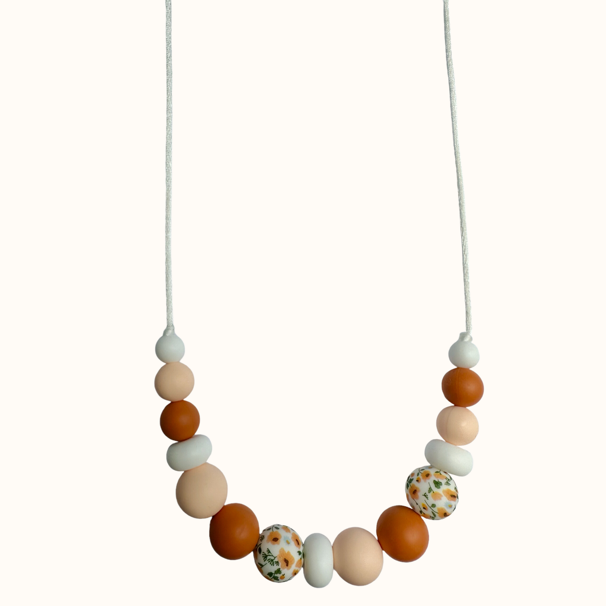 Collier d’allaitement Mawen Materne en silicone perles rose blanc
