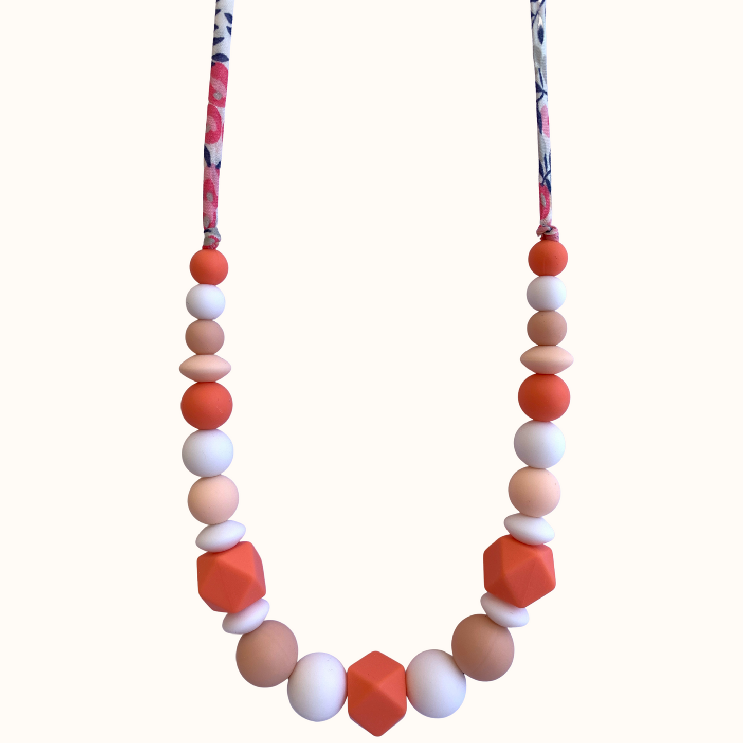 Collier d’allaitement Mawen Materne en silicone perles rose blanc