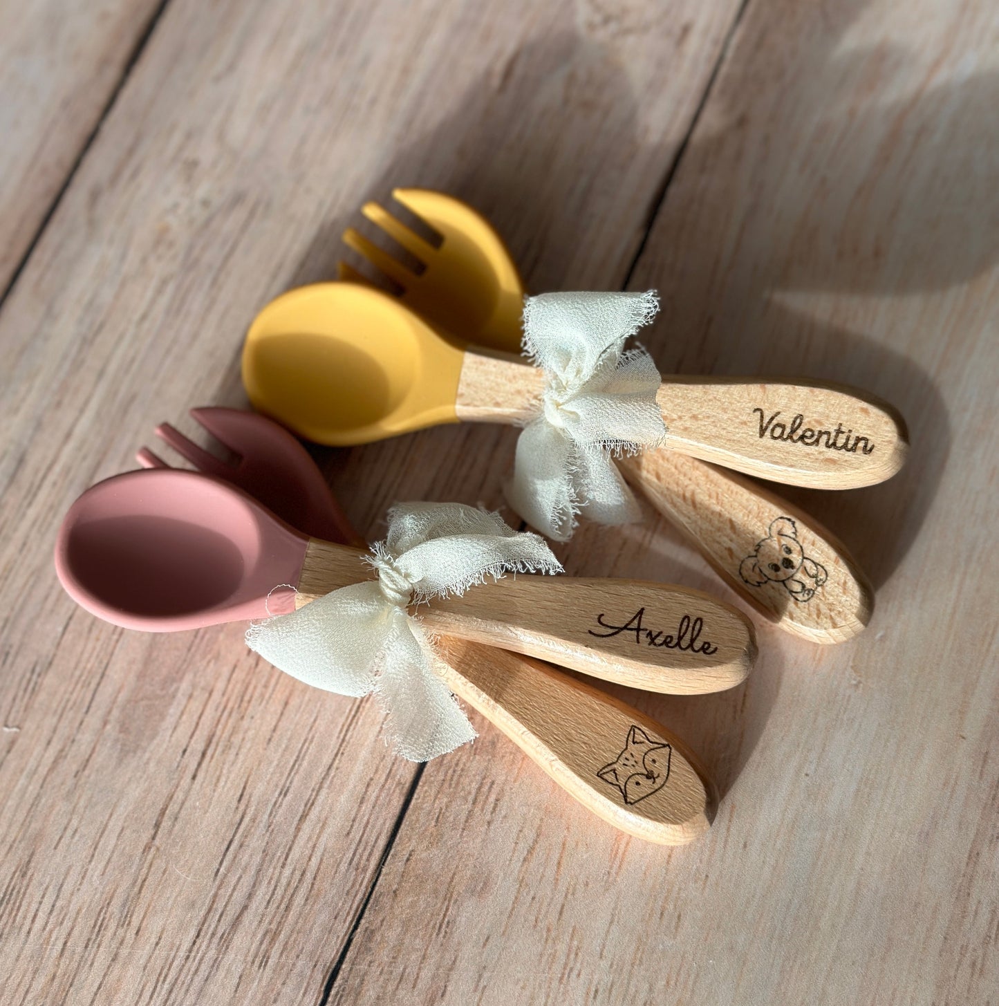 Couverts Silicone et Bois | à personnaliser