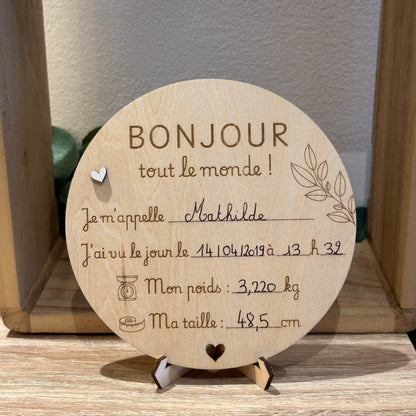 Carte en Bois | Faire part de Naissance