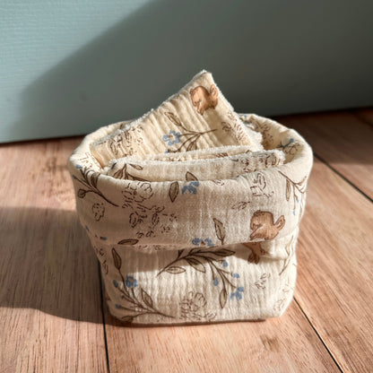 Lot de 10 lingettes bébé lavables avec panière de rangement