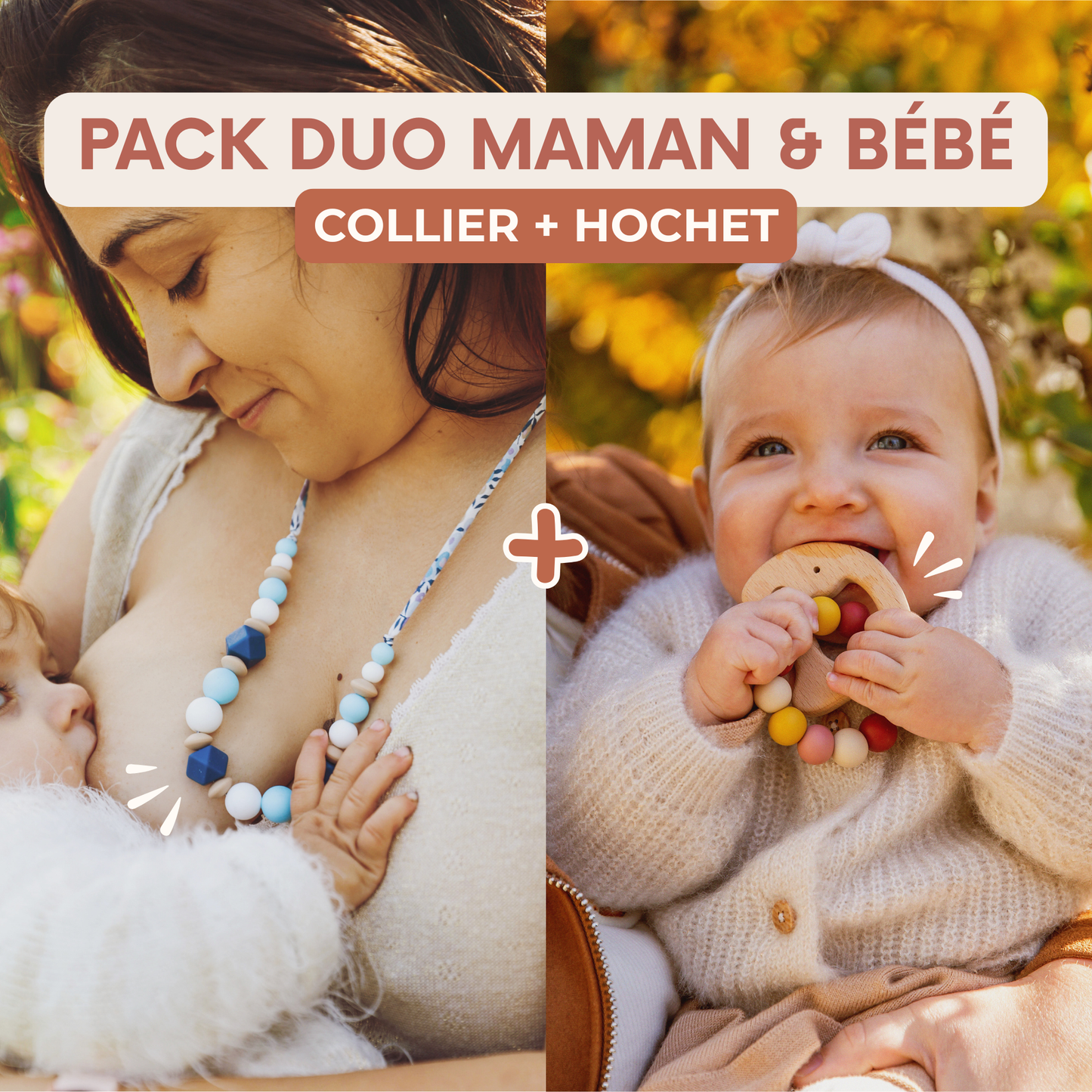 Pack Maman & Bébé | Collier + Hochet