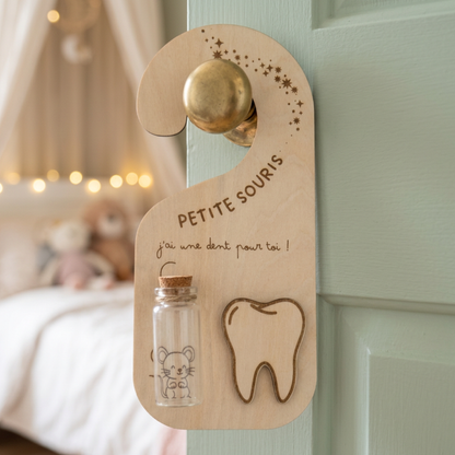 Accroche-porte en bois « Dent de Lait » – Petite Souris