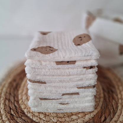 Lot de 10 lingettes bébé lavables avec panière de rangement