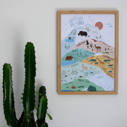 Affiche Illustrée A3 |  Les Sommets du Monde