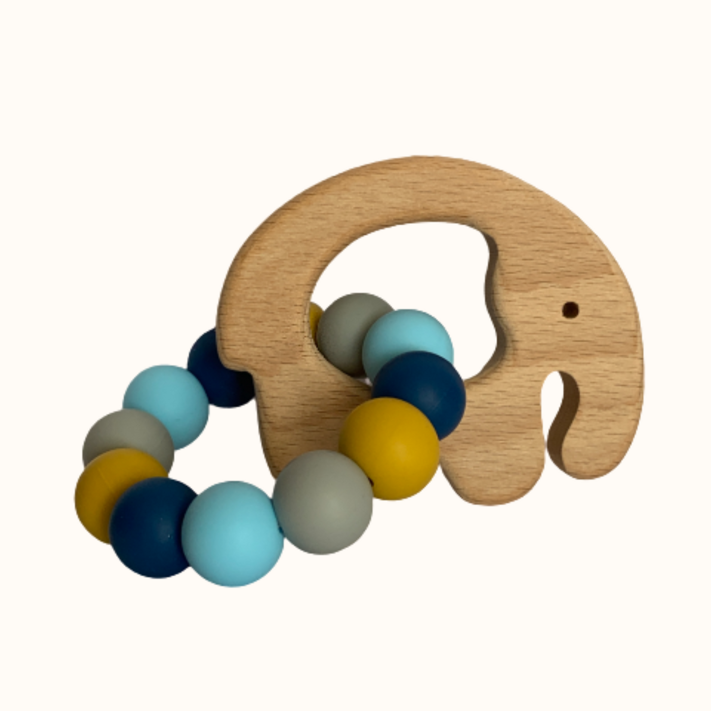 hochet anneau de dentition Mawen Materne elephant bleu