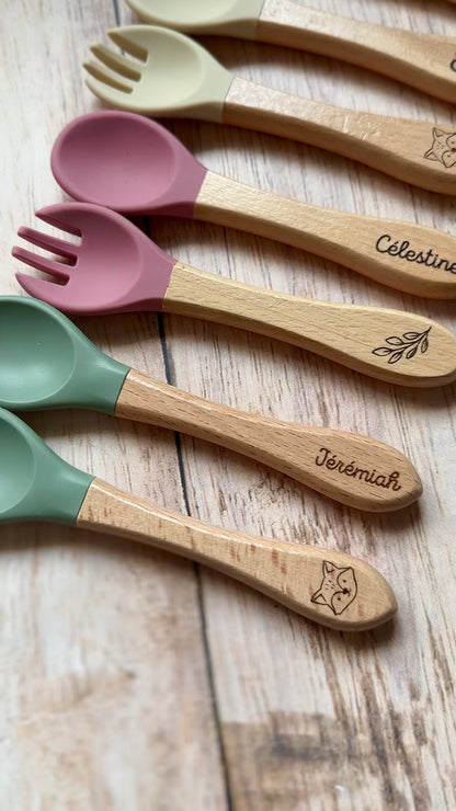 Couverts Silicone et Bois | à personnaliser